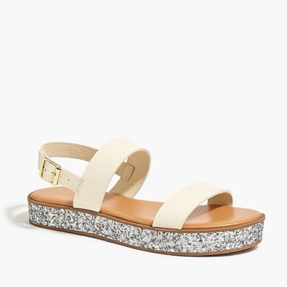 J.Crew White Vintage Champagne Platform Strap Sandals | Size 9.5